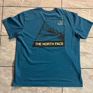 The North Face Blue Short Sleeve Crewneck T-Shirt Logo Cotton Blend Outdoor XL